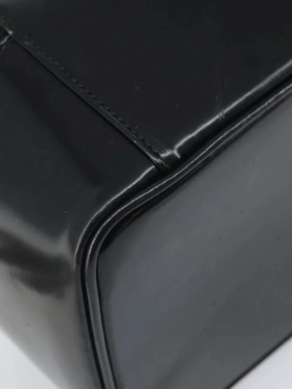 GUCCI Vanity Hand Bag Patent leather Black Silver 032 1956 0150 Auth 170292